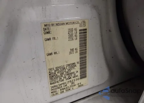 2015 Nissan Altima 2.5 Sv from USA, damaged, VIN 1N4AL3AP4FC292550